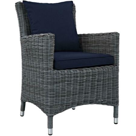 EAST END IMPORTS Sojourn Outdoor Patio Armchair- Canvas Navy EEI-1935-GRY-NAV